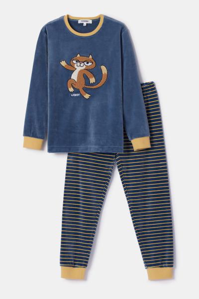 Woody Kat Pyjama jongens Velours