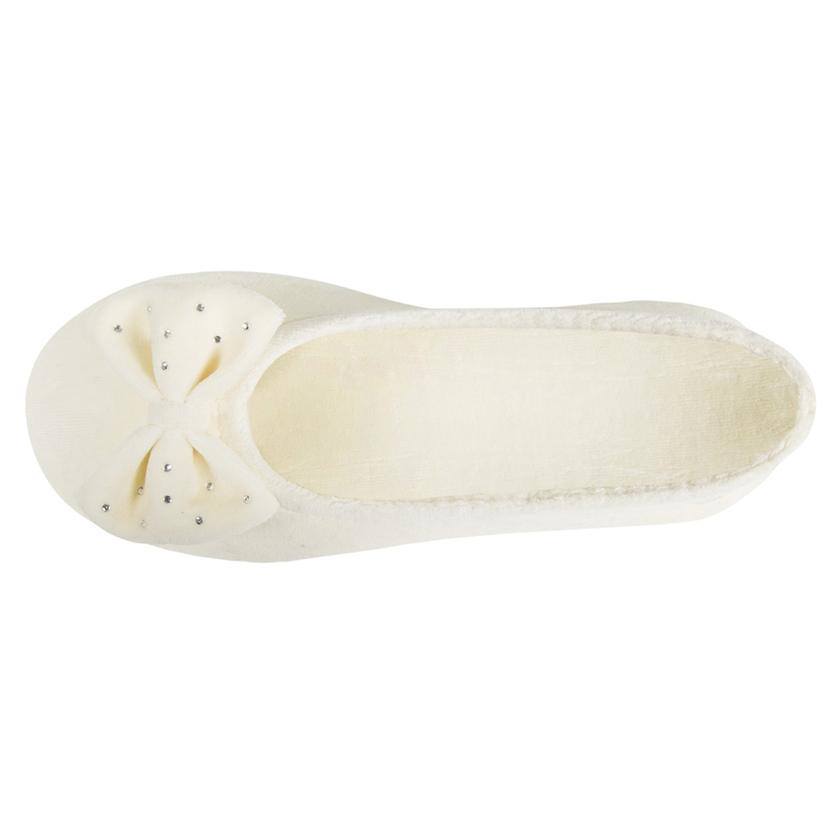 Isotoner Velours Ballerina met steentjes