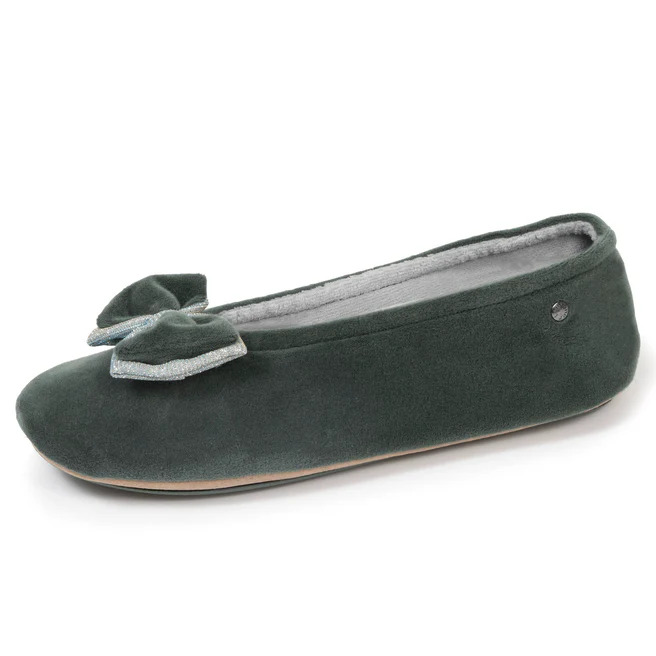 Isotoner Ballerina met strik en harde zool