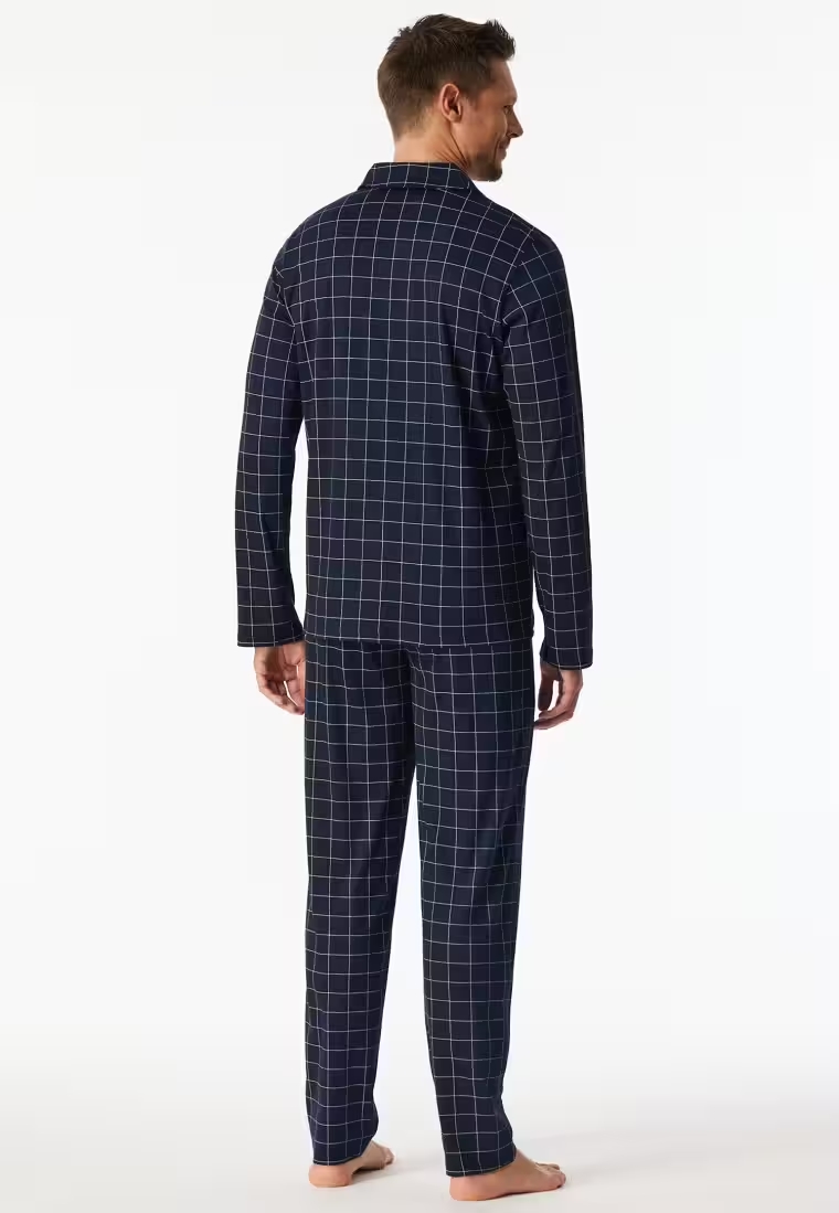 Schiesser Ruiten Pyjama heren doorknoop