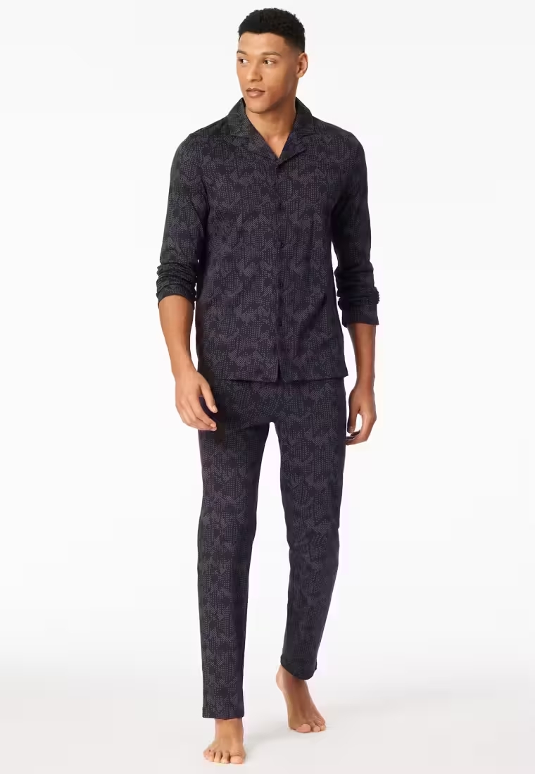 Schiesser Print Pyjama heren doorknoop