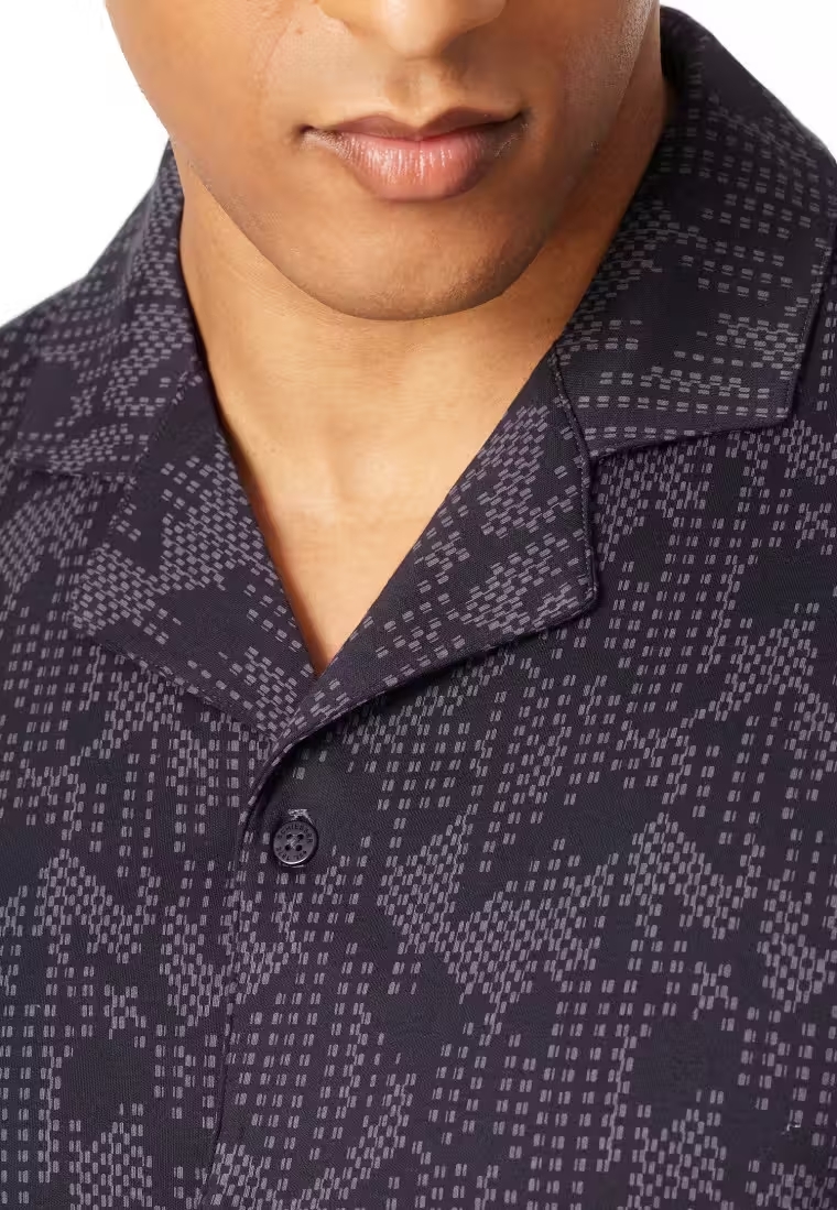 Schiesser Print Pyjama heren doorknoop