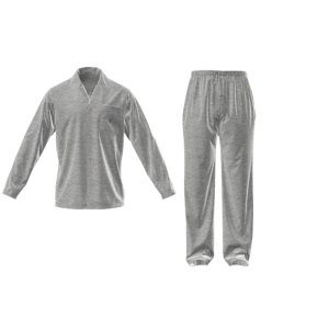 Ralph Lauren Pyjama Doorknoop jersey, wit biesje