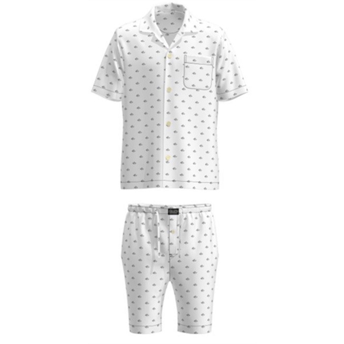 Ralph Lauren Pyjama short geweven katoen, logo's