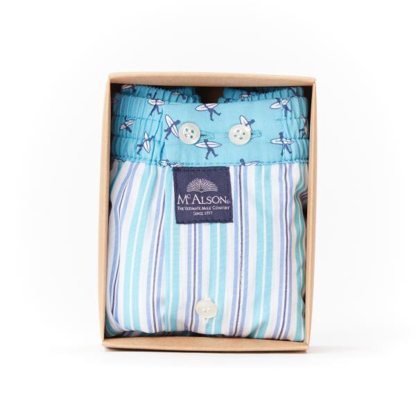 Mc Alson Boxer Heren strepen, boord surfers blauw