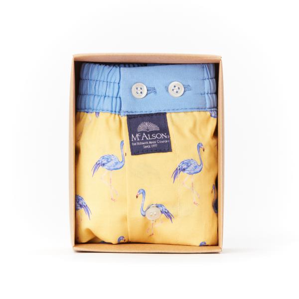 Mc Alson Boxer Heren flamingo's geel-blauw