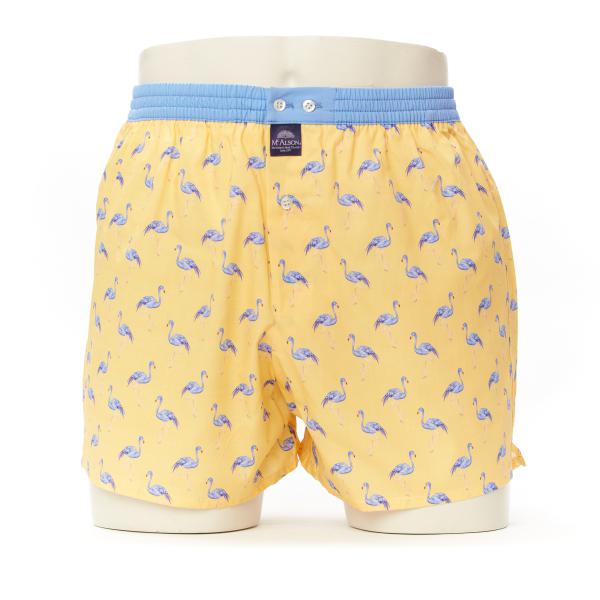 Mc Alson Boxer Heren flamingo's geel-blauw