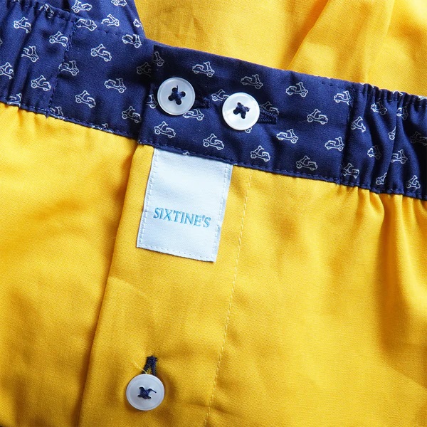 Sixtine's Boxer heren effen, boord blauw vespa's