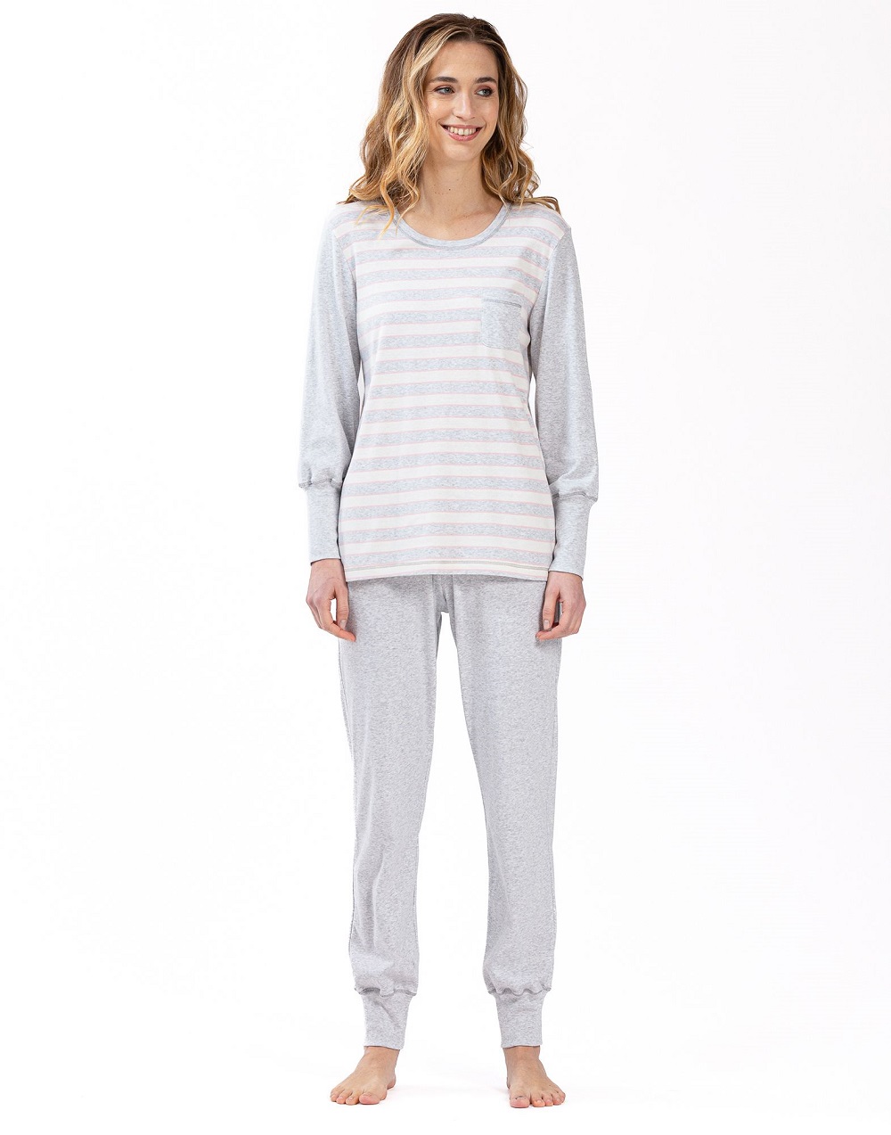 Le Chat Hygge pyjama top strepen, lange broek