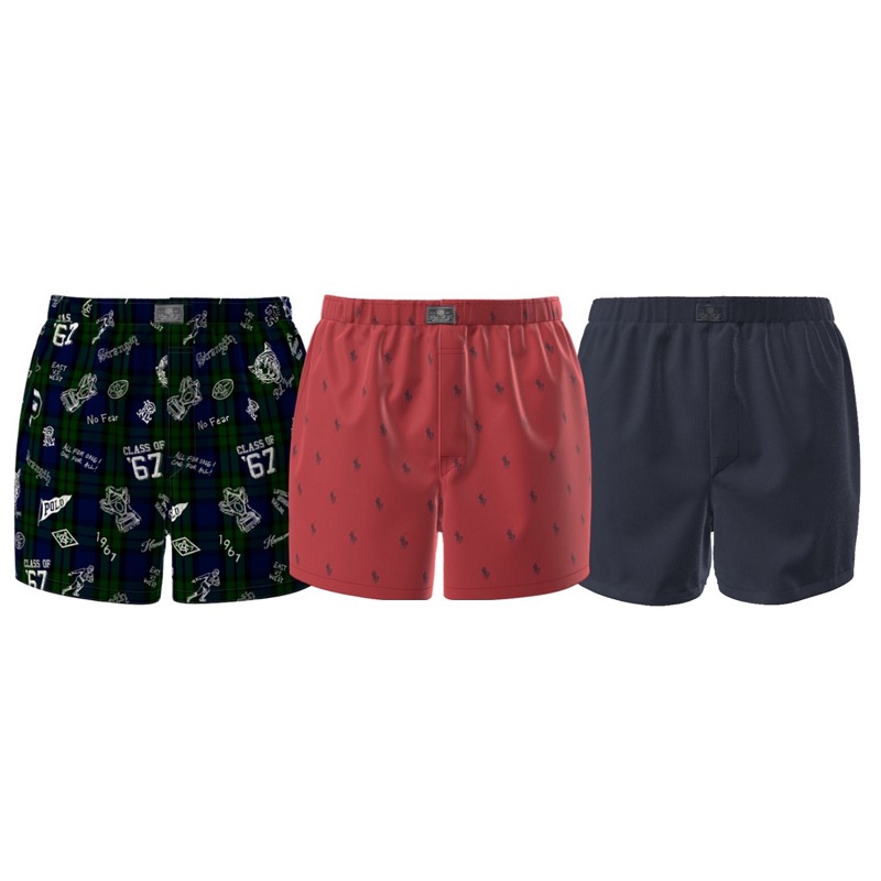 Ralph Lauren Woven Boxer 3-Pack ruit/logo/effen