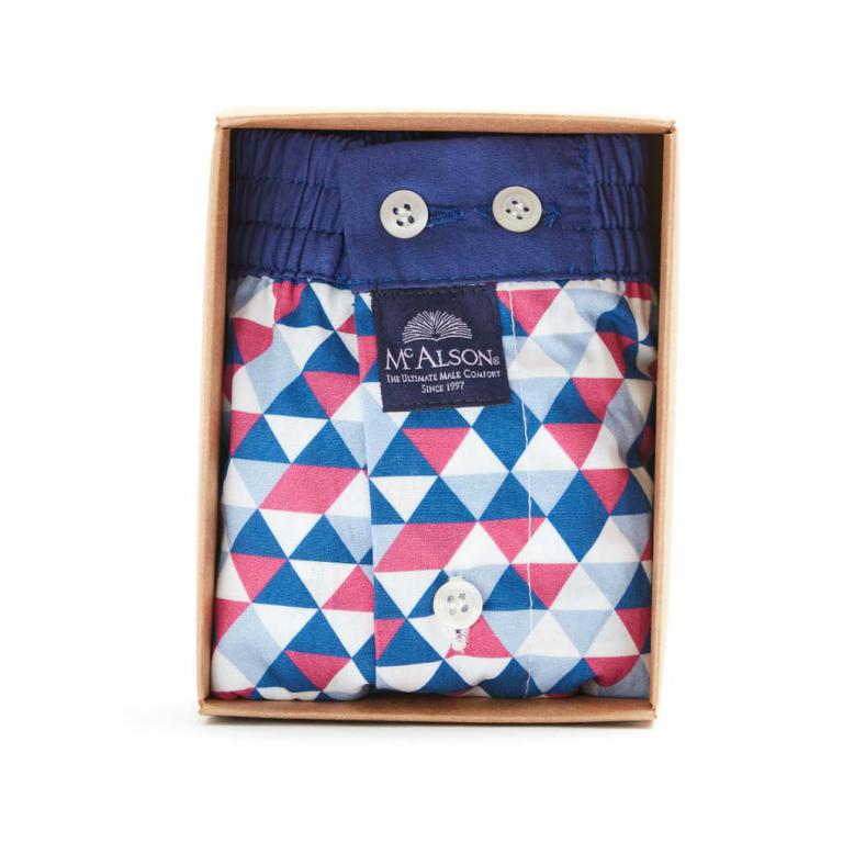 Mc Alson Boxer Heren Geometrisch, boord blauw