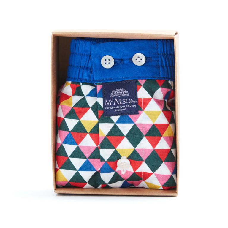 Mc Alson Boxer Heren geometrisch, boord blauw