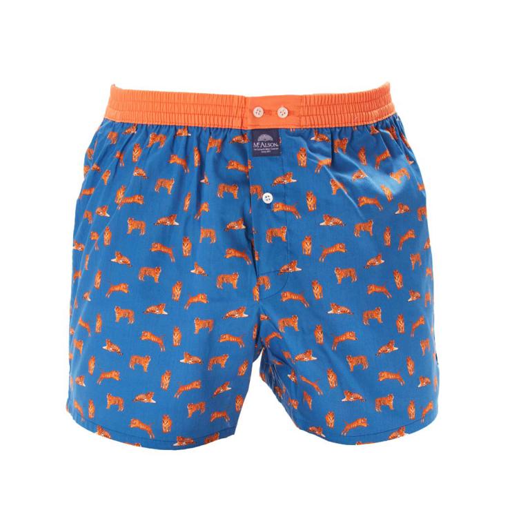Mc Alson Boxer Heren tijgers blauw, boord oranje