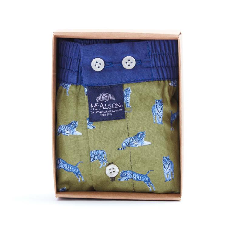 Mc Alson Boxer Heren tijgers groen, boord blauw