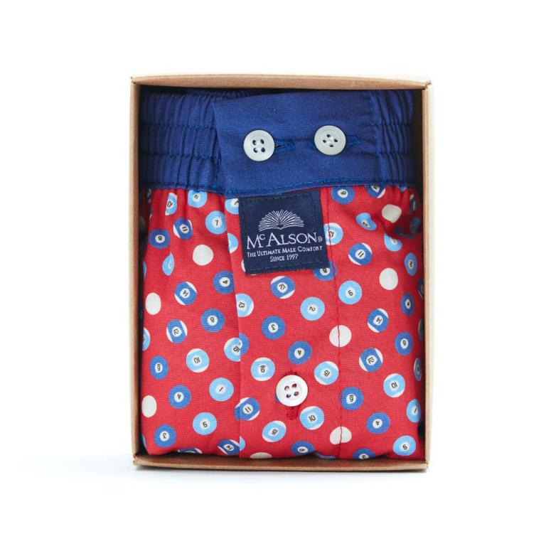 Mc Alson Boxer Heren biljart rood, boord blauw