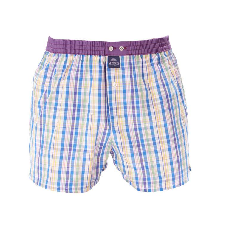 Mc Alson Boxer Heren geruit, boord paars