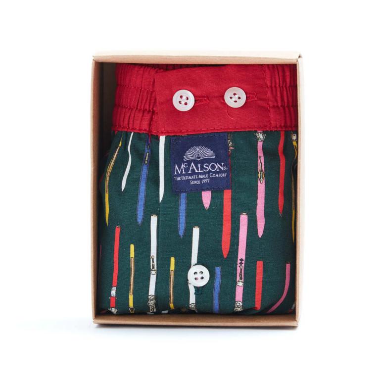 Mc Alson Boxer kind Skilatten groen, boord rood
