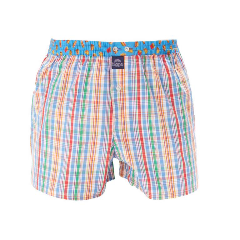 Mc Alson Boxer kind geruit, boord lichtblauw