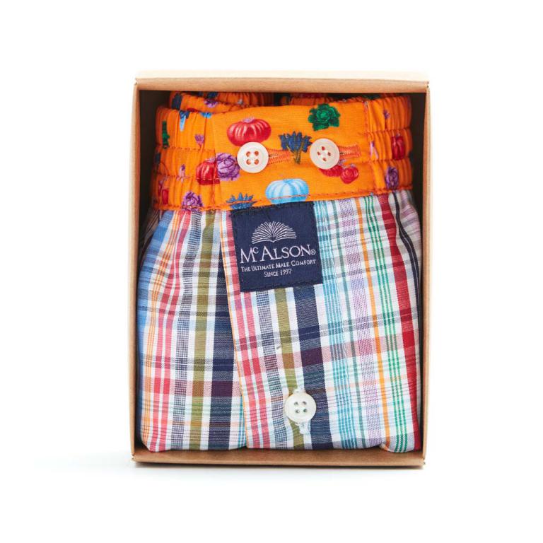 Mc Alson Boxer Kinderen geruit, boord oranje