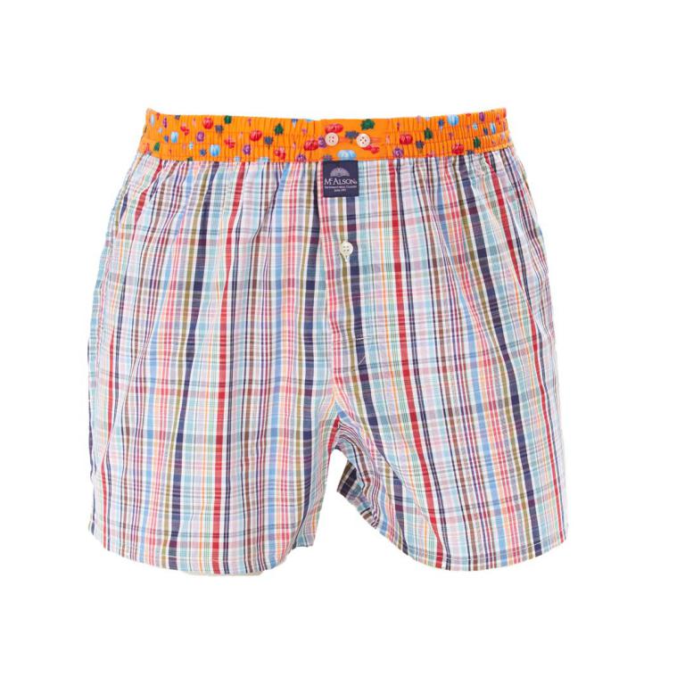 Mc Alson Boxer Kinderen geruit, boord oranje