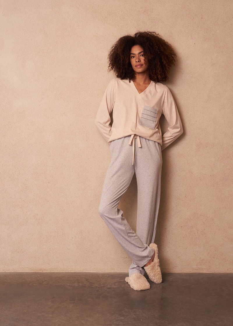 Pluto Dennie pyjama V-hals, zakje, lange broek