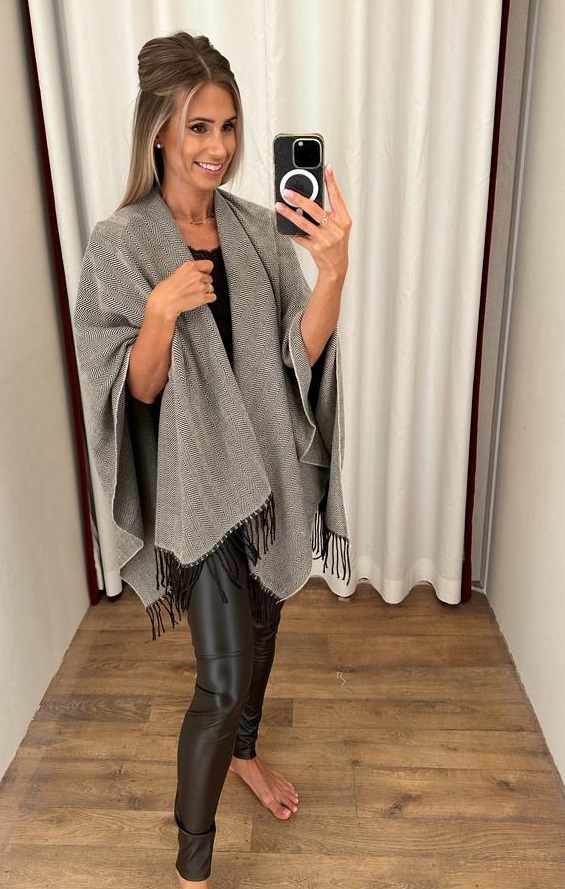 Twin-Set Poncho zigzag, franjes