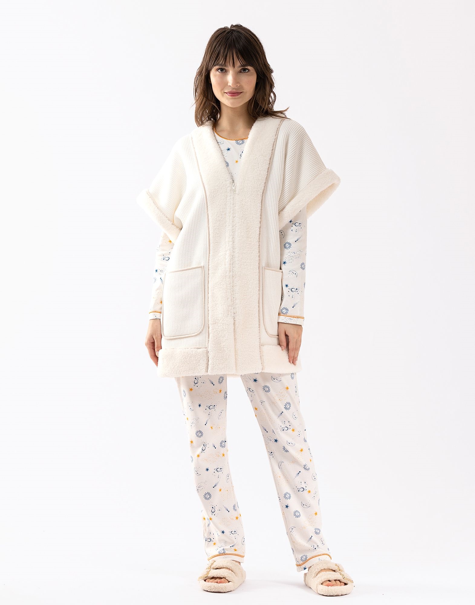 Le Chat Hygge vest voering in teddy