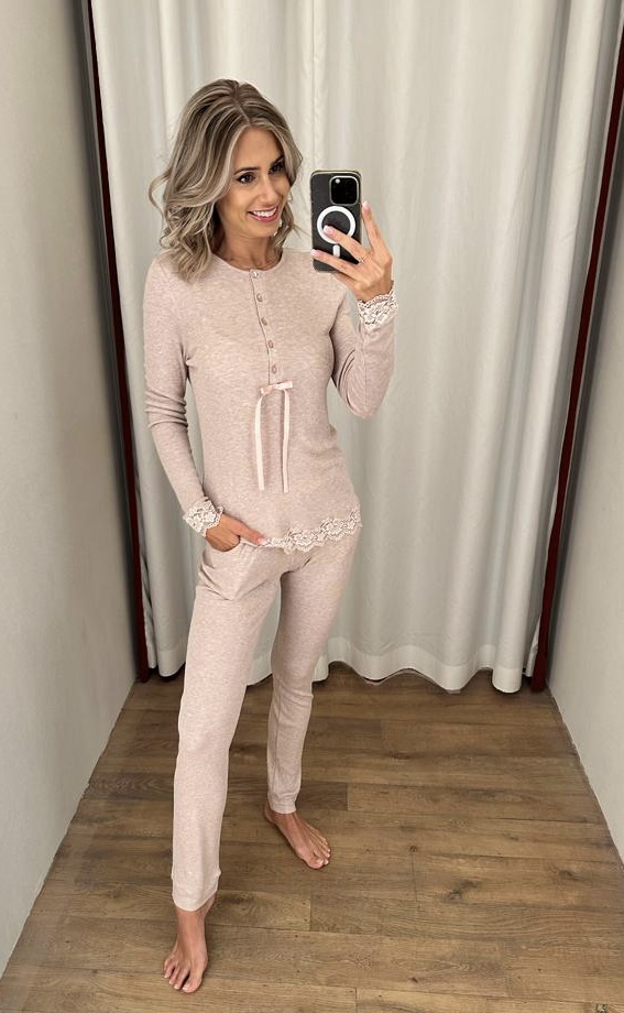 Verdissima Pyjama knoopjes lm, rib, boordje kant