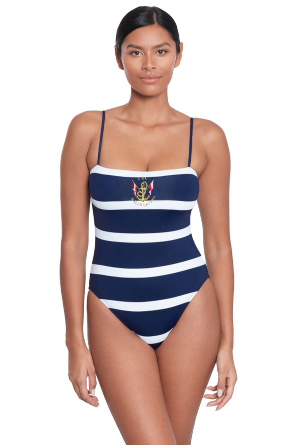 Ralph Lauren Mariner stripe badpak met borduursel