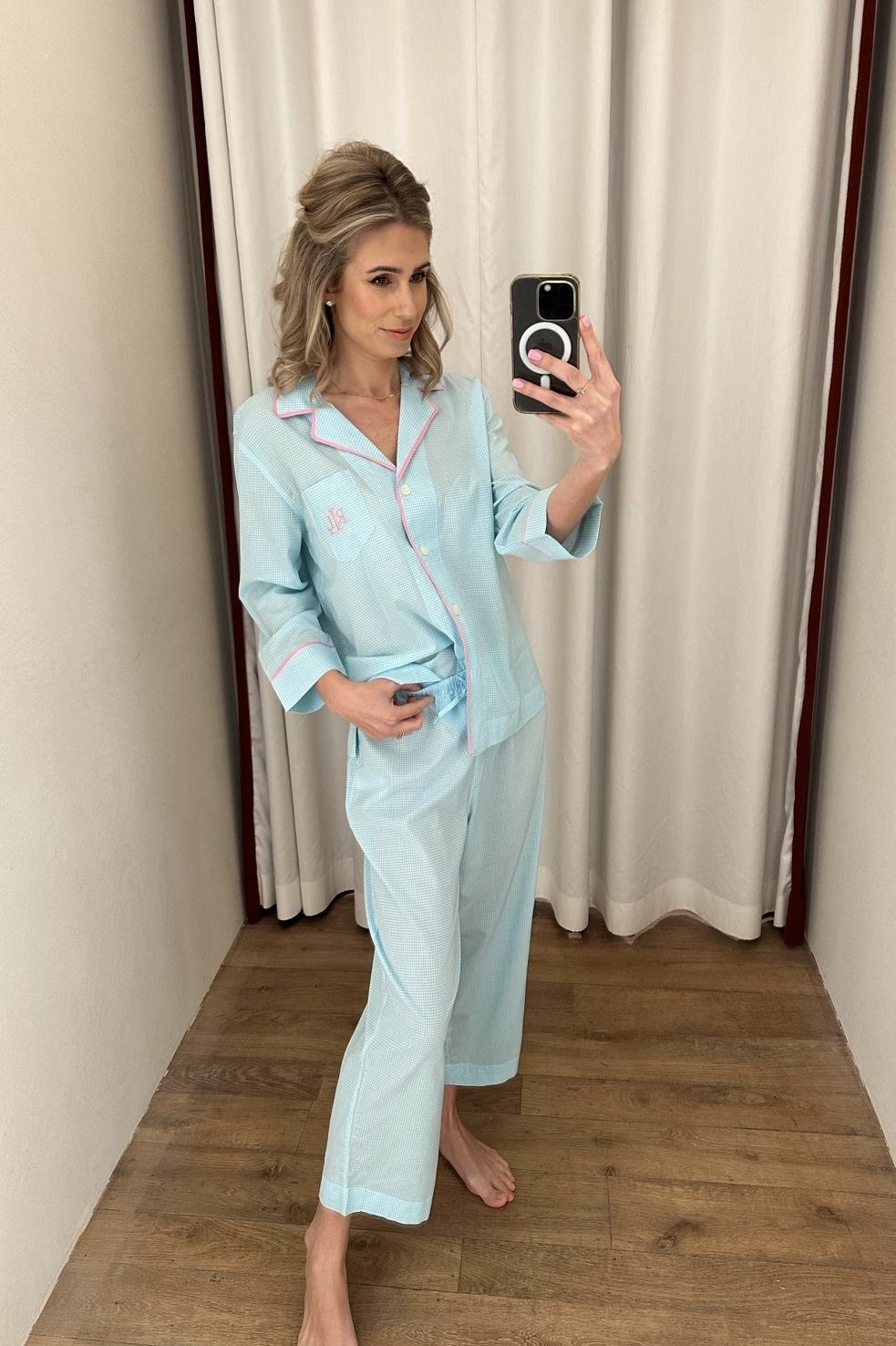 Ralph Lauren Pyjama Set vichy doorknoop+3/4 broek
