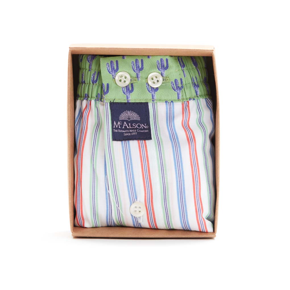 Mc Alson Boxer Heren streepjes+ boord cactus