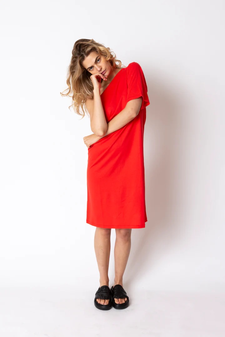 Love Sundaily Cherry Dress one shoulder - jersey