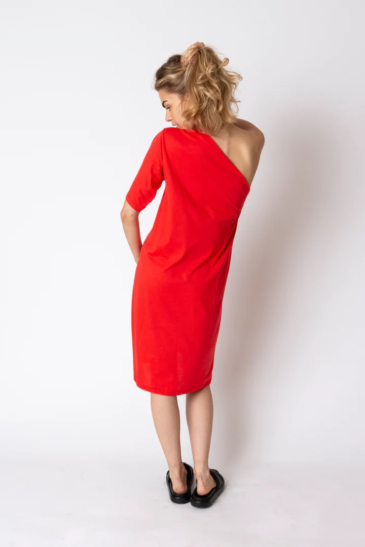 Love Sundaily Cherry Dress one shoulder - jersey