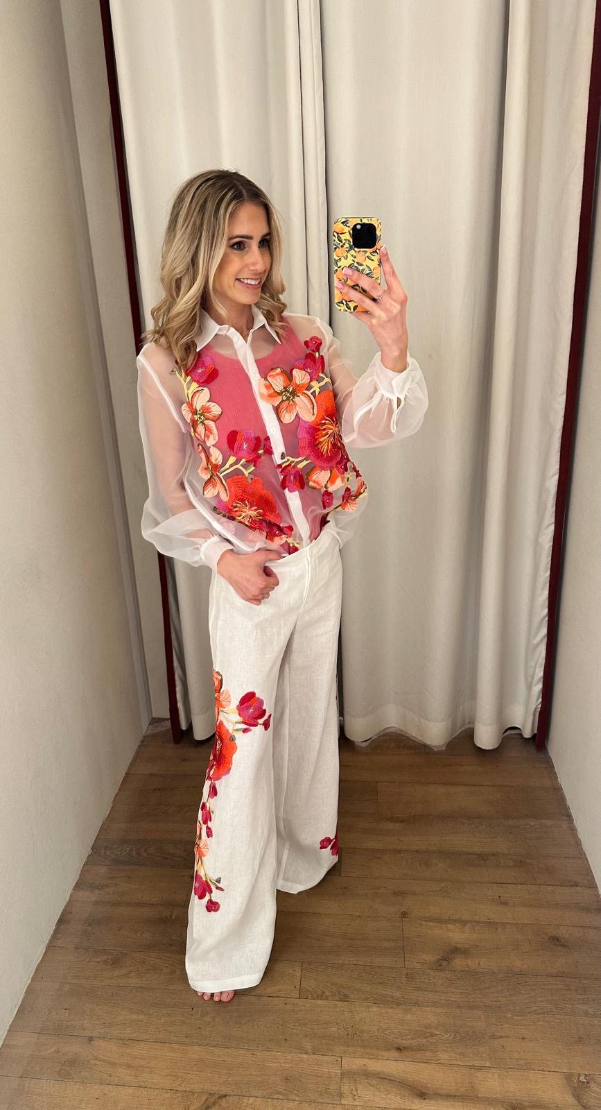 Raffaela d angelo Broek linnen met bloemen