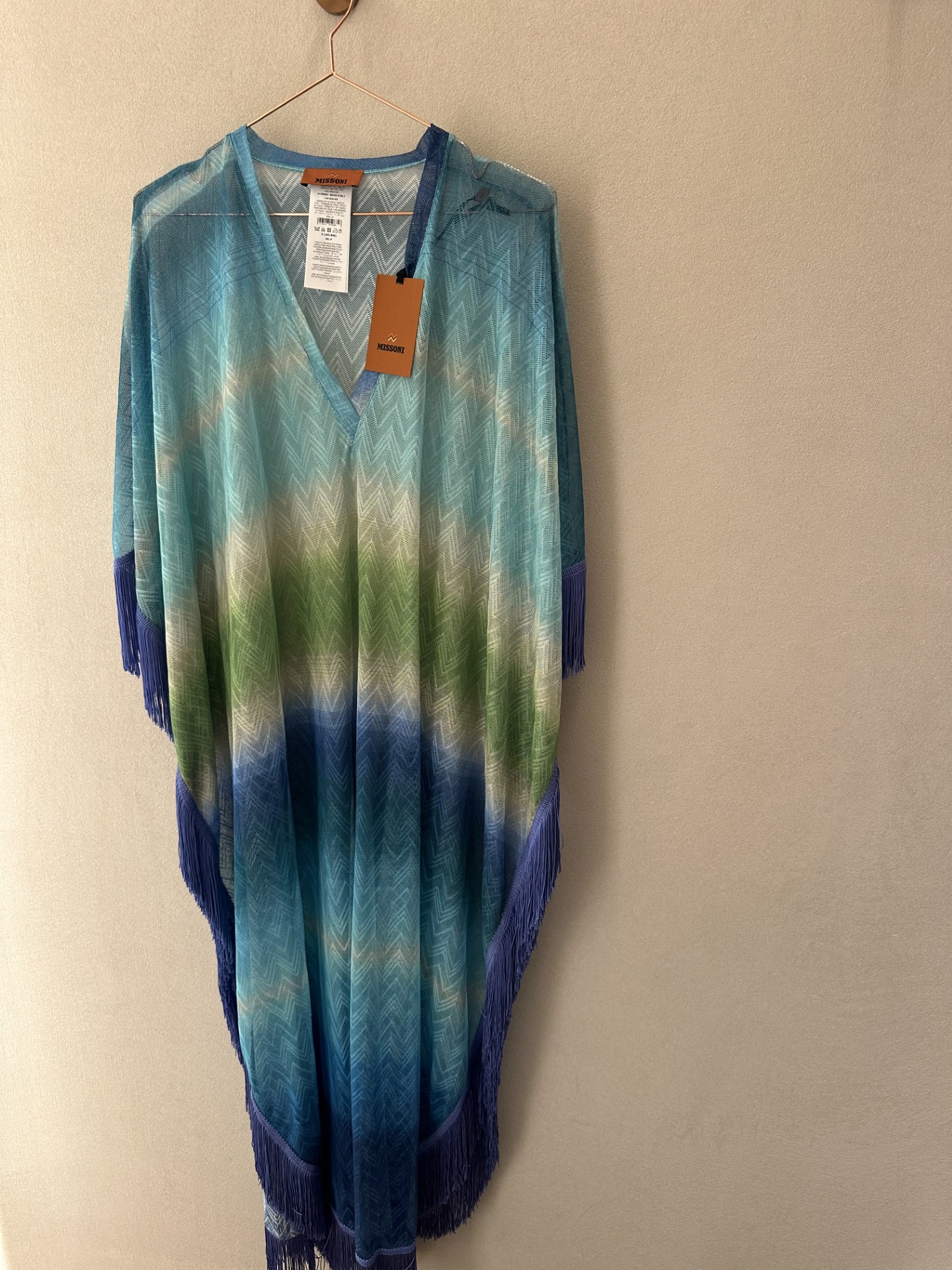 Missoni Kaftan tulle visgraatmotief 'resort'