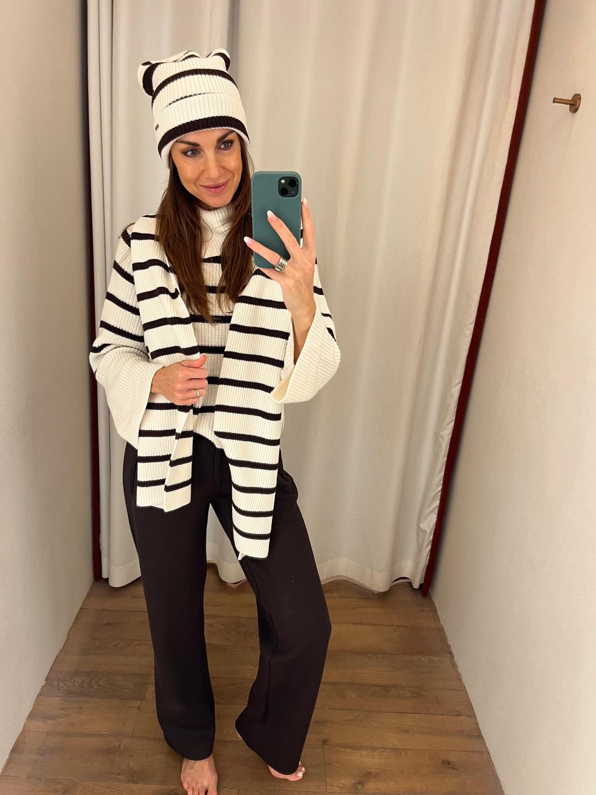 Twin-Set gestreepte pull met rolkraag+broek
