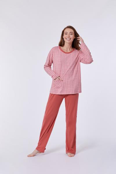 Woody Studio Pink Red Check Pyjama dames