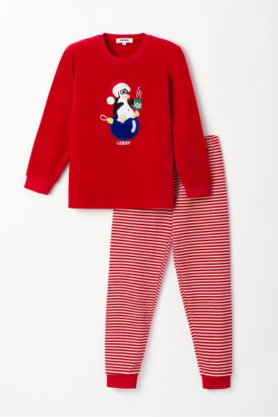 Woody Kerst Pinguïn Pyjama kinderen unisex velours