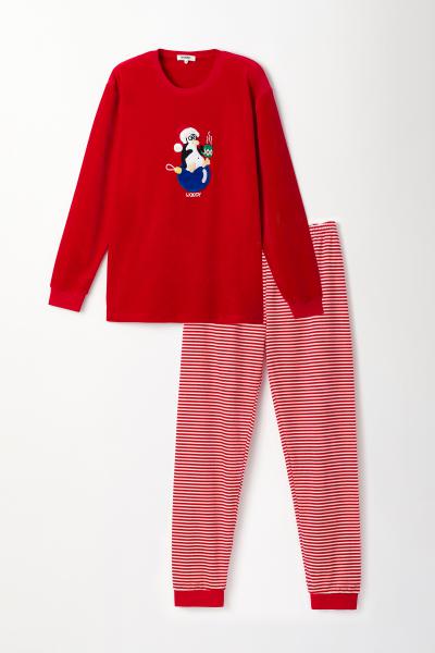 Woody Kerst Pinguïn Pyjama unisex velours