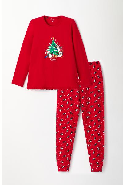 Woody Kerst Pinguïn Pyjama dames