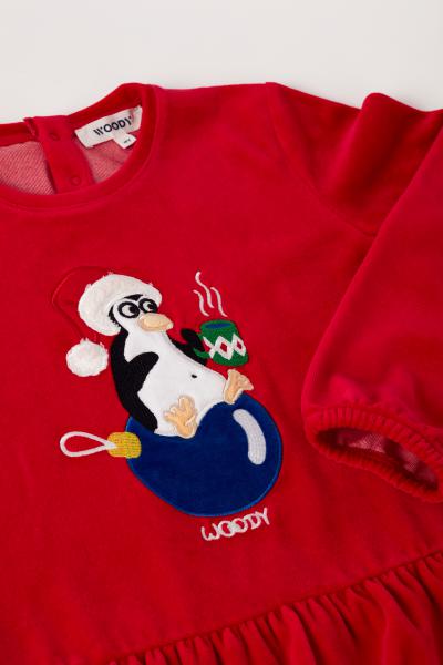 Woody Kerst Pinguïn Pyjama meisjes velours