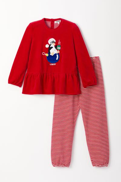 Woody Kerst Pinguïn Pyjama meisjes velours