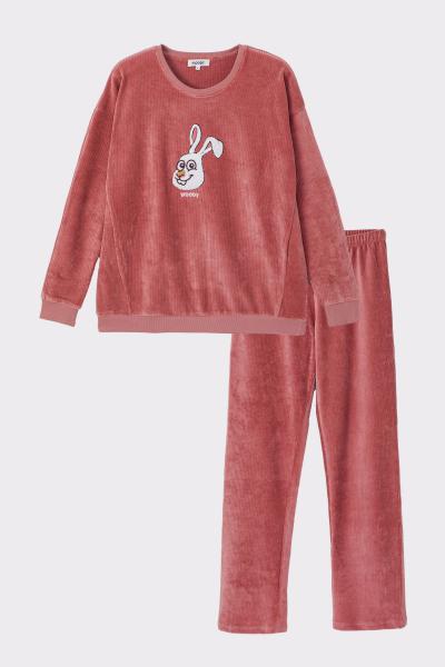 Woody Konijn Pyjama dames ribfluweel XS-XL