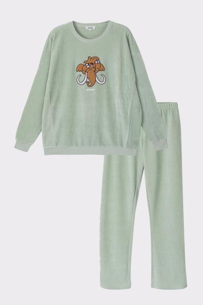 Woody Mammoet Pyjama dames ribfluweel XS-XL